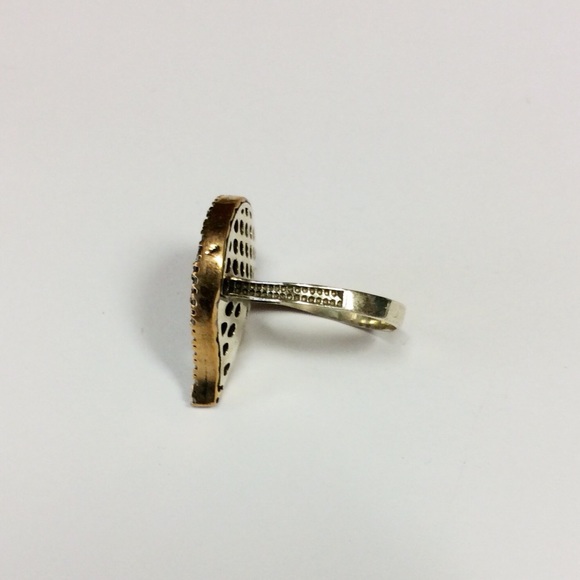 925 Sterling Silver Bronze Emerald Topaz Ruby Ring - Picture 3 of 3